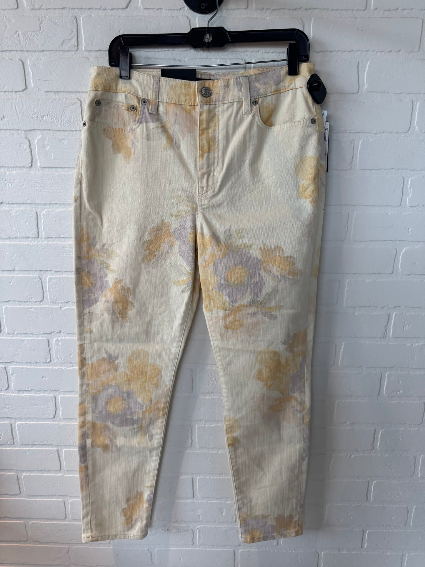 Jeans Skinny By Lauren By Ralph Lauren In Cream & Purple, Size: 10