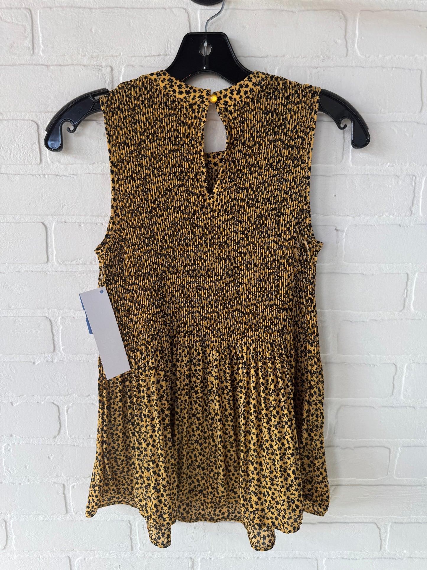 Top Sleeveless By Adrianna Papell In Black & Yellow, Size: S