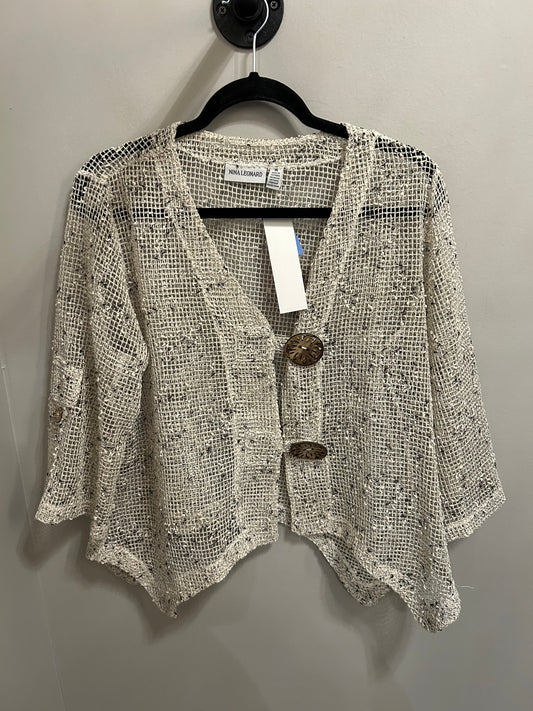 Cardigan By Nina Leonard In Black & Tan, Size: Xl