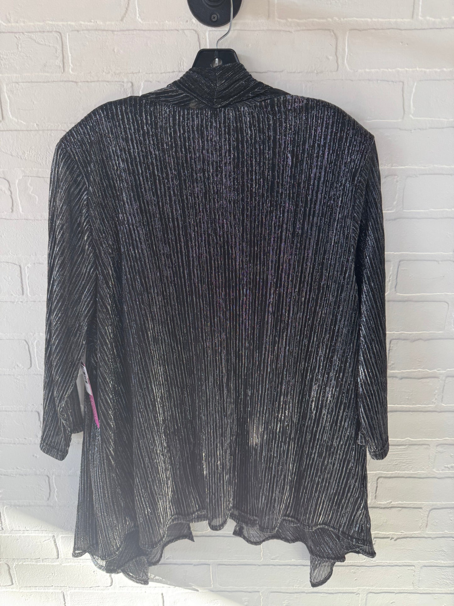 Cardigan By Connected Apparel In Black & Silver, Size: 3x