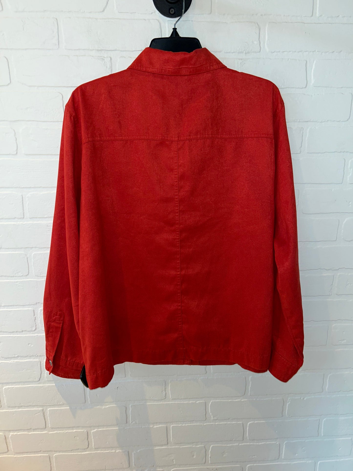 Jacket Shirt By Chicos In Orange, Size: Xl