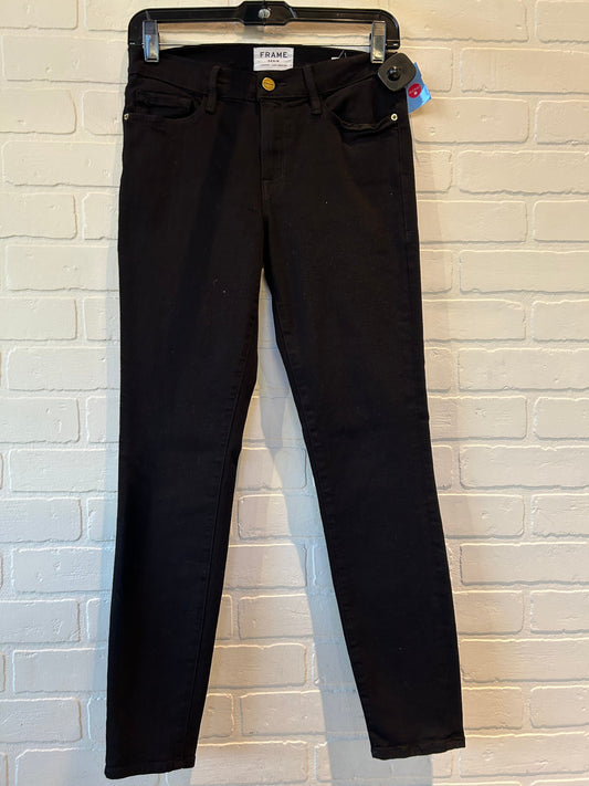 Jeans Skinny By Frame In Black Denim, Size: 4