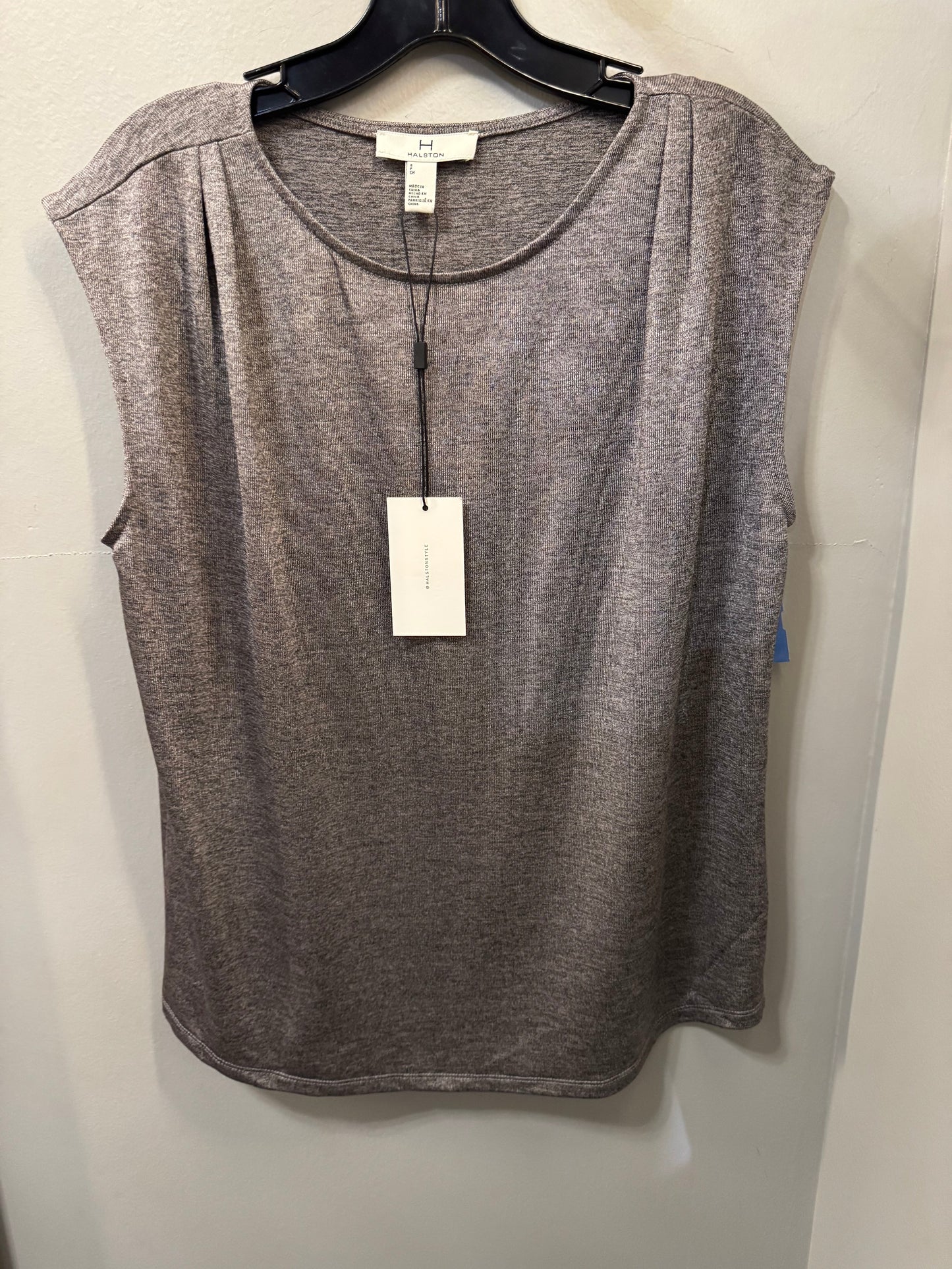 Top Sleeveless Designer By Halston In Grey & Silver, Size: S