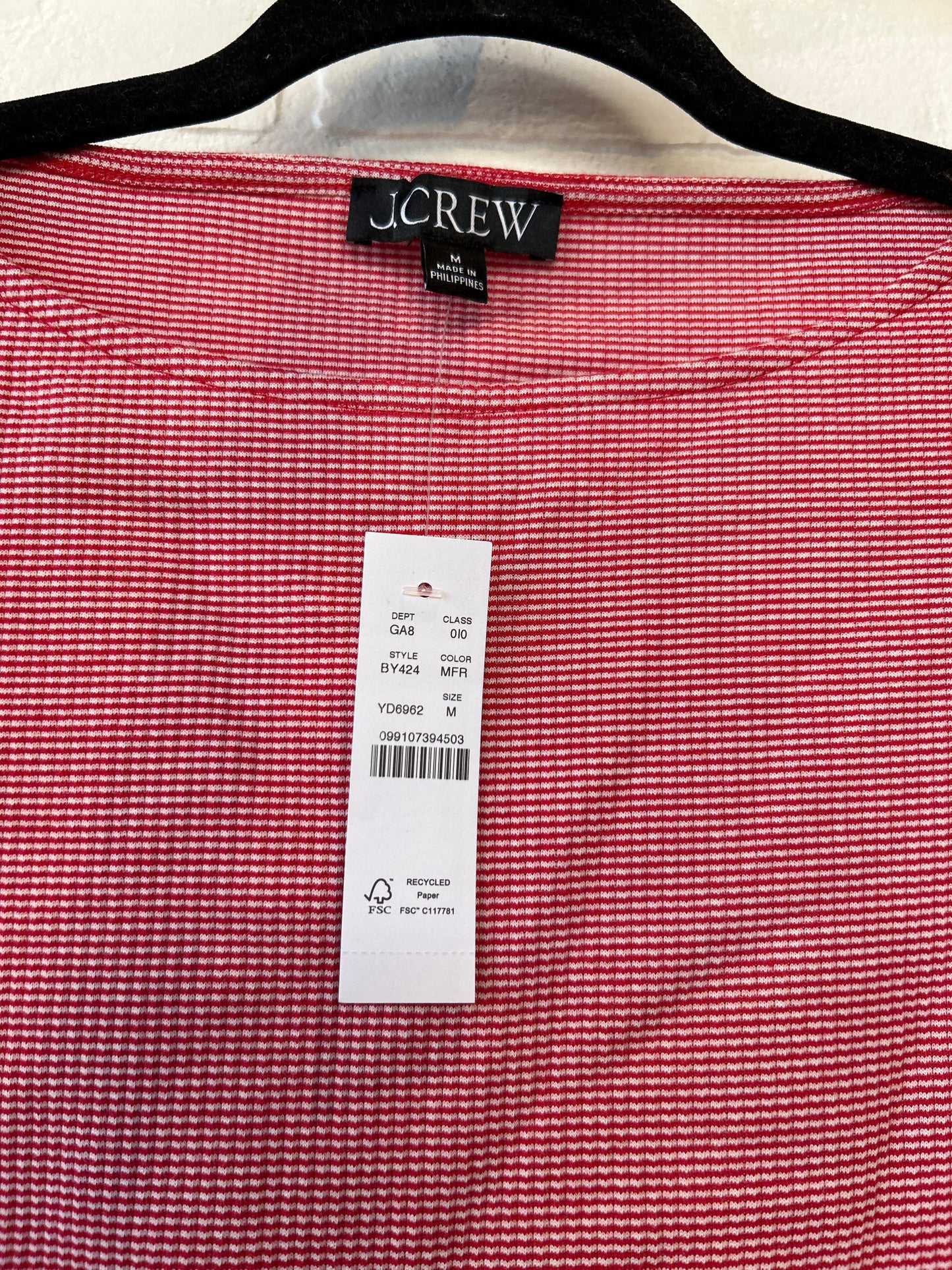 Top Sleeveless By J. Crew In Red & White, Size: M