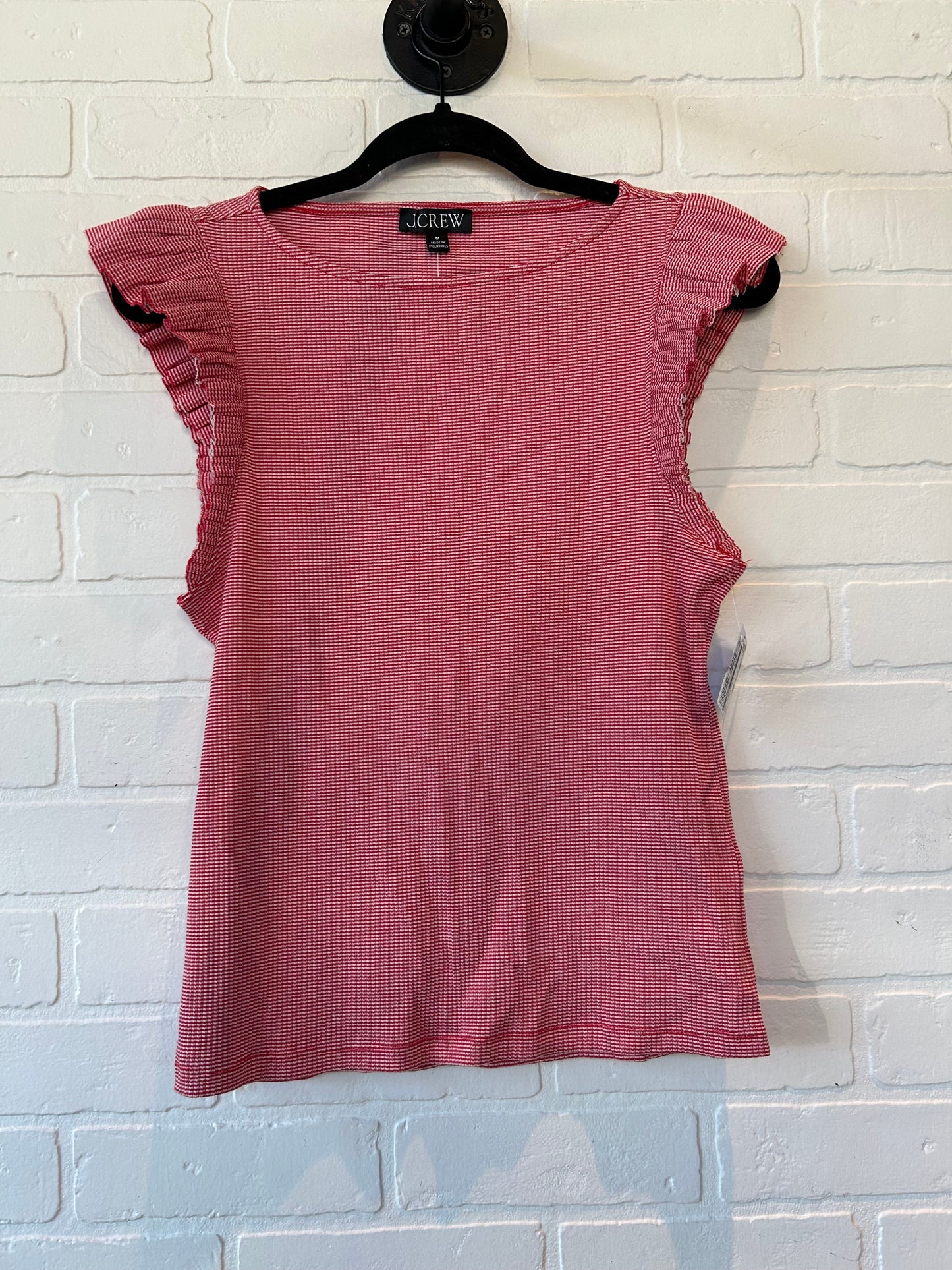 Top Sleeveless By J. Crew In Red & White, Size: M