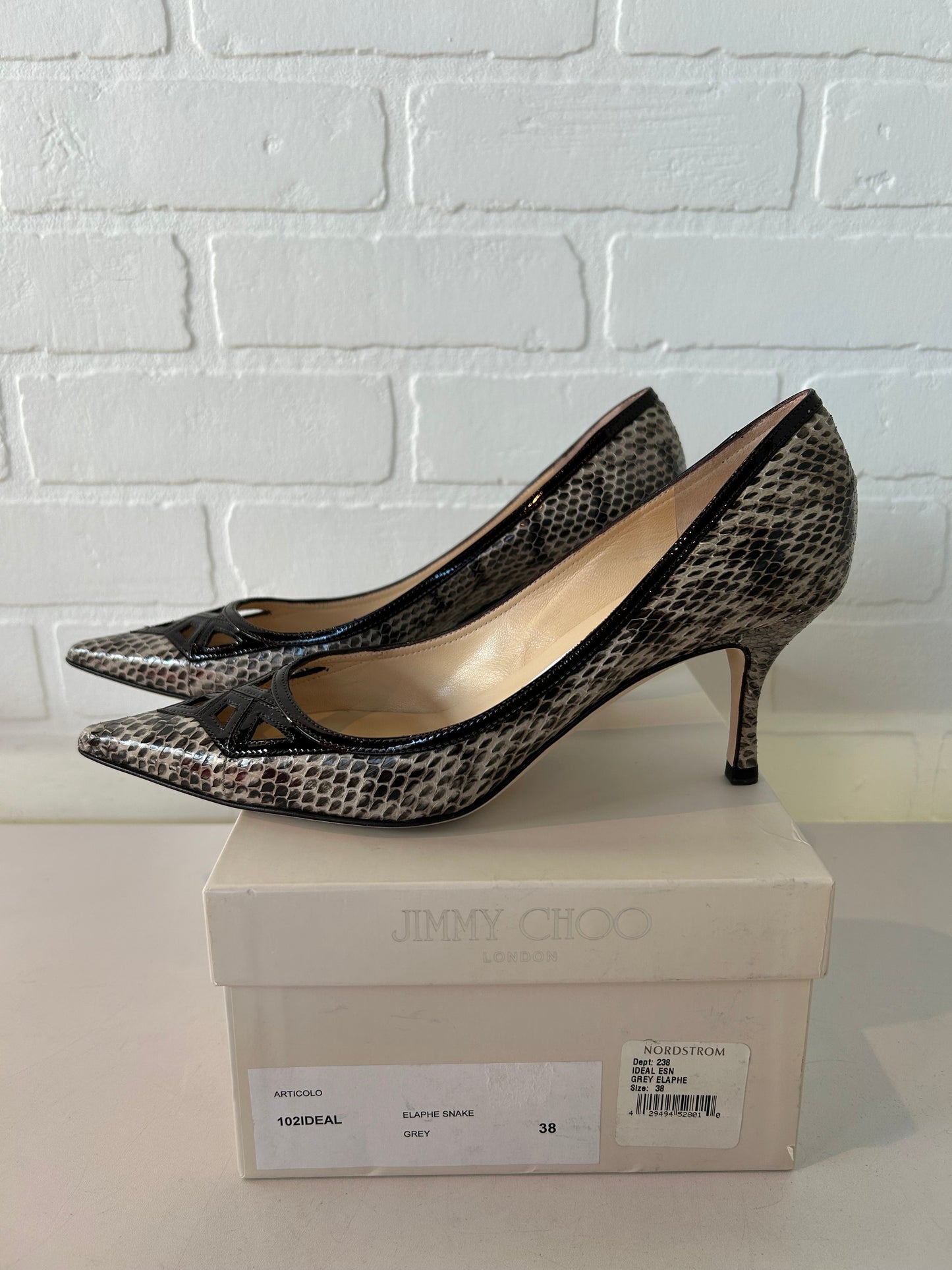 Shoes Luxury Designer By Jimmy Choo In Snakeskin Print, Size: 7.5