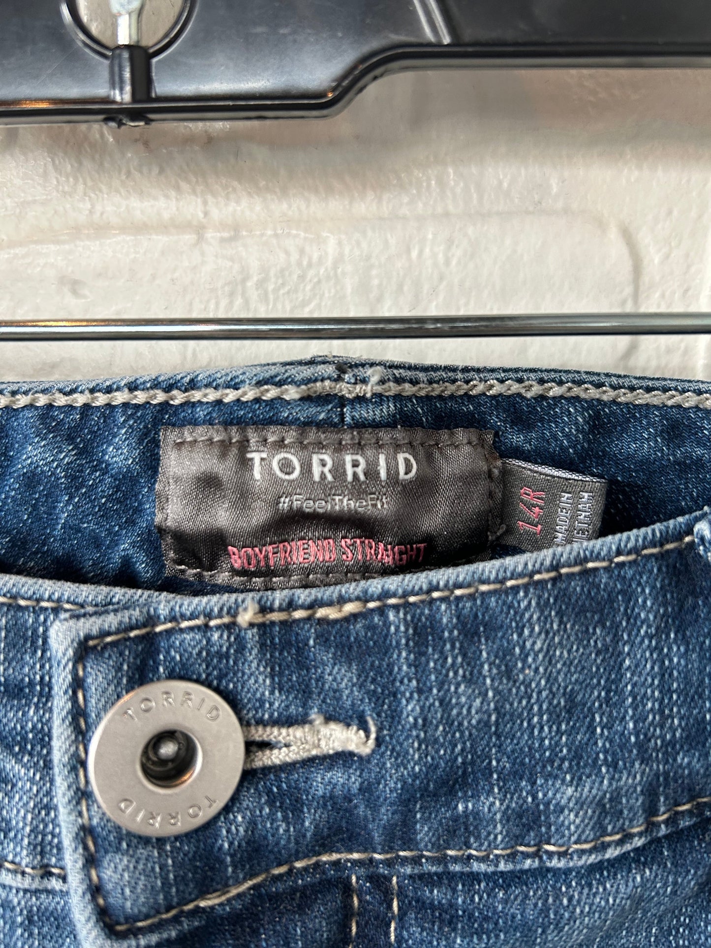 Jeans Boyfriend By Torrid In Blue Denim, Size: 14