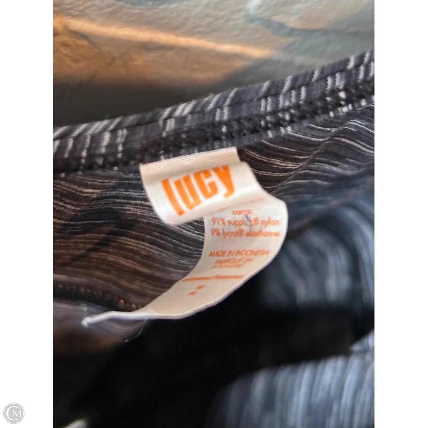 Athletic Tank Top By Lucy In Black & Grey, Size: M