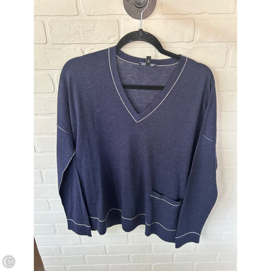 Sweater By Eileen Fisher In Blue & White, Size: M