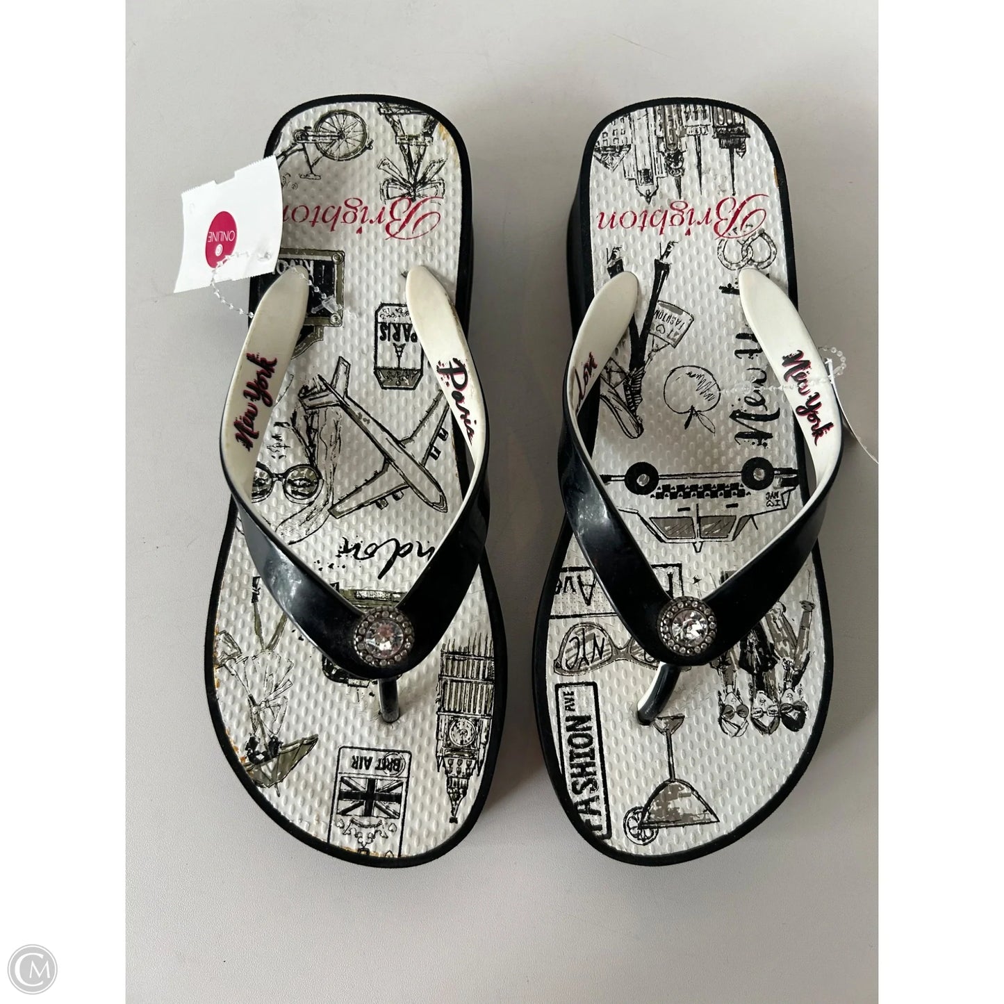 Sandals Flip Flops By Brighton In Black & White, Size: 6