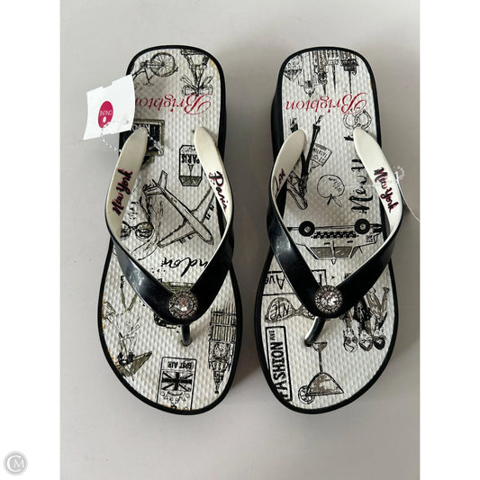 Sandals Flip Flops By Brighton In Black & White, Size: 6