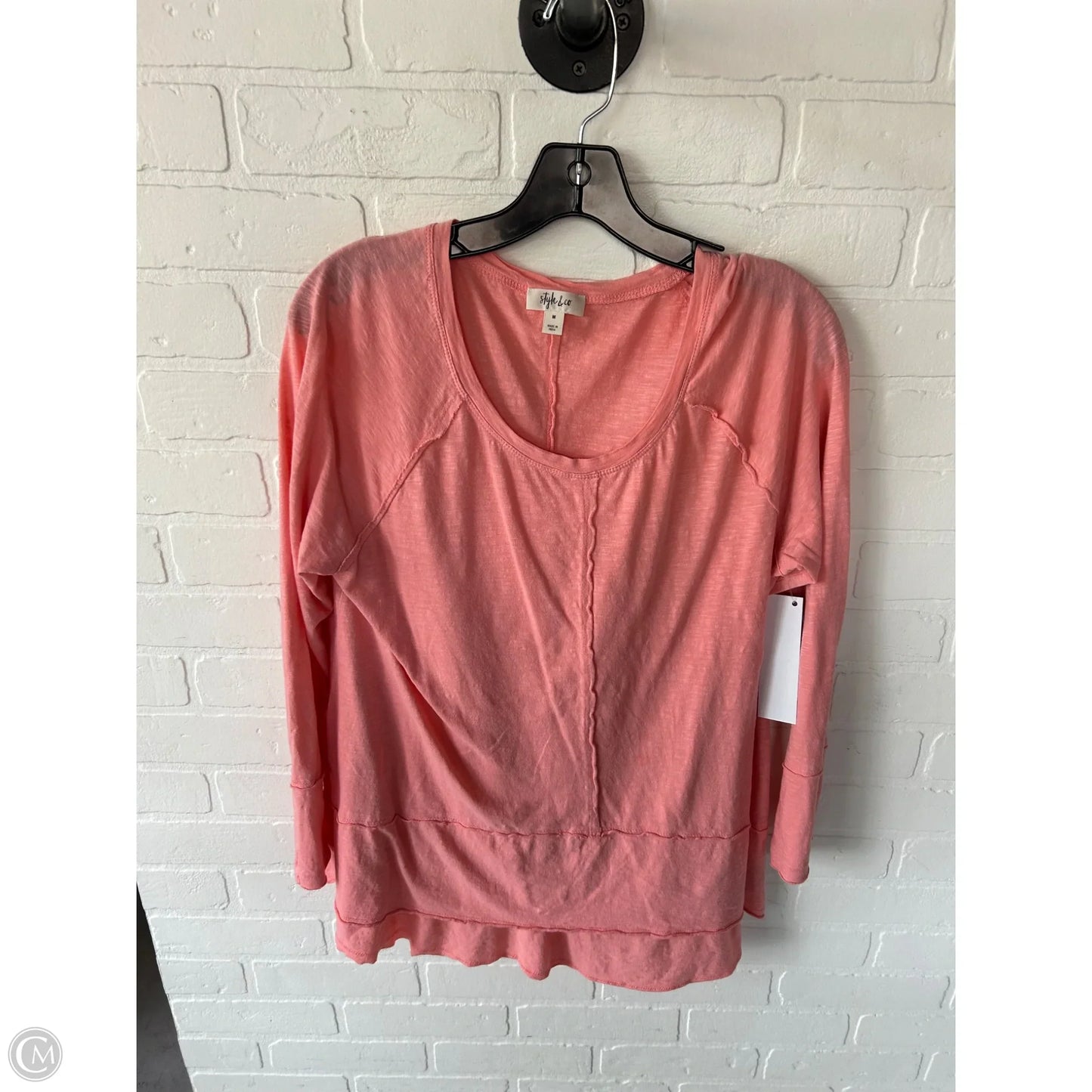 Tunic Long Sleeve By Style And Company In Peach, Size: M