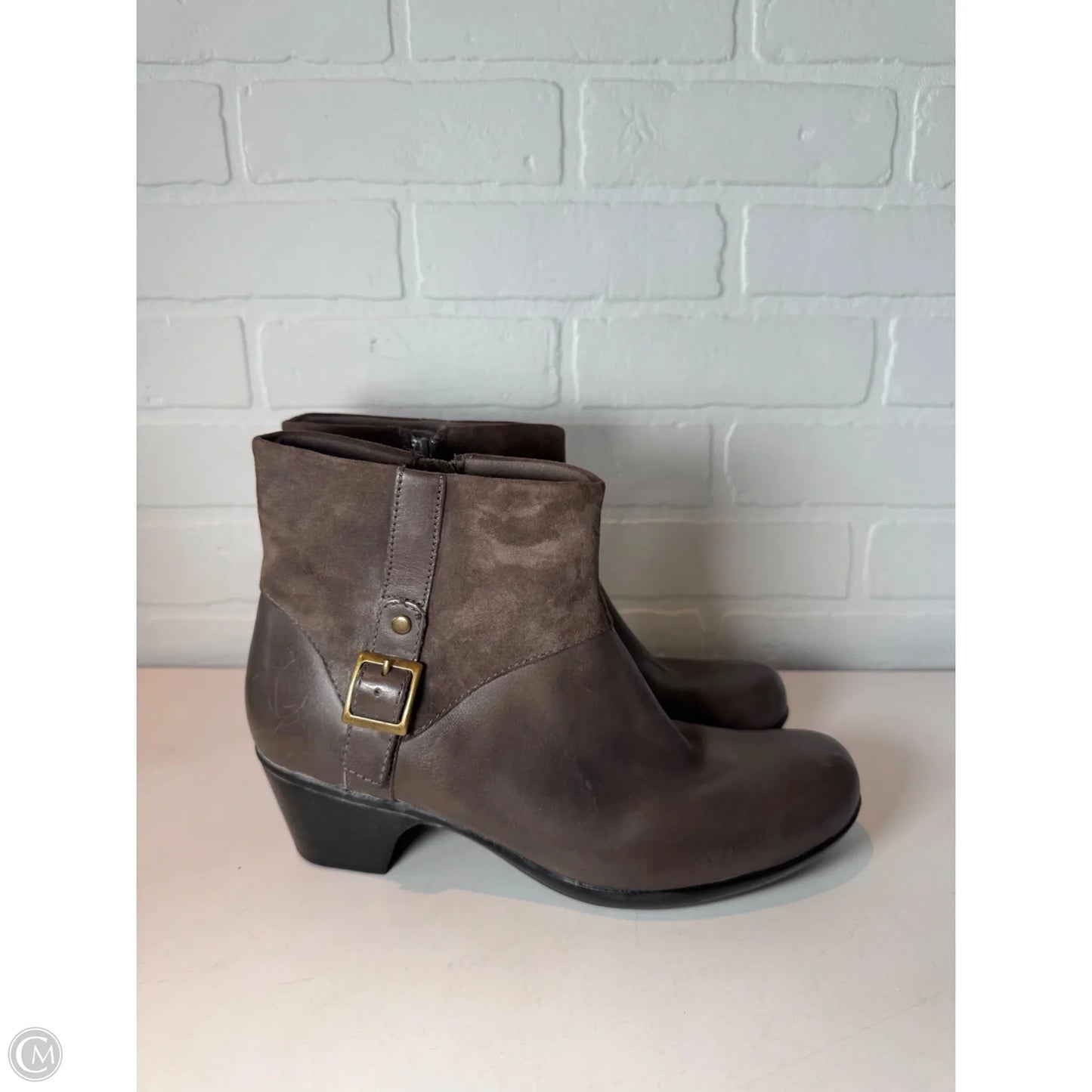 Boots Ankle Heels By Clarks In Grey, Size: 9