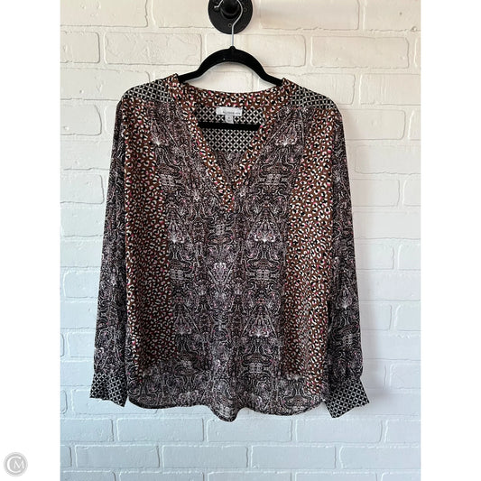 Top Long Sleeve By Allison Joy In Brown & Pink, Size: S