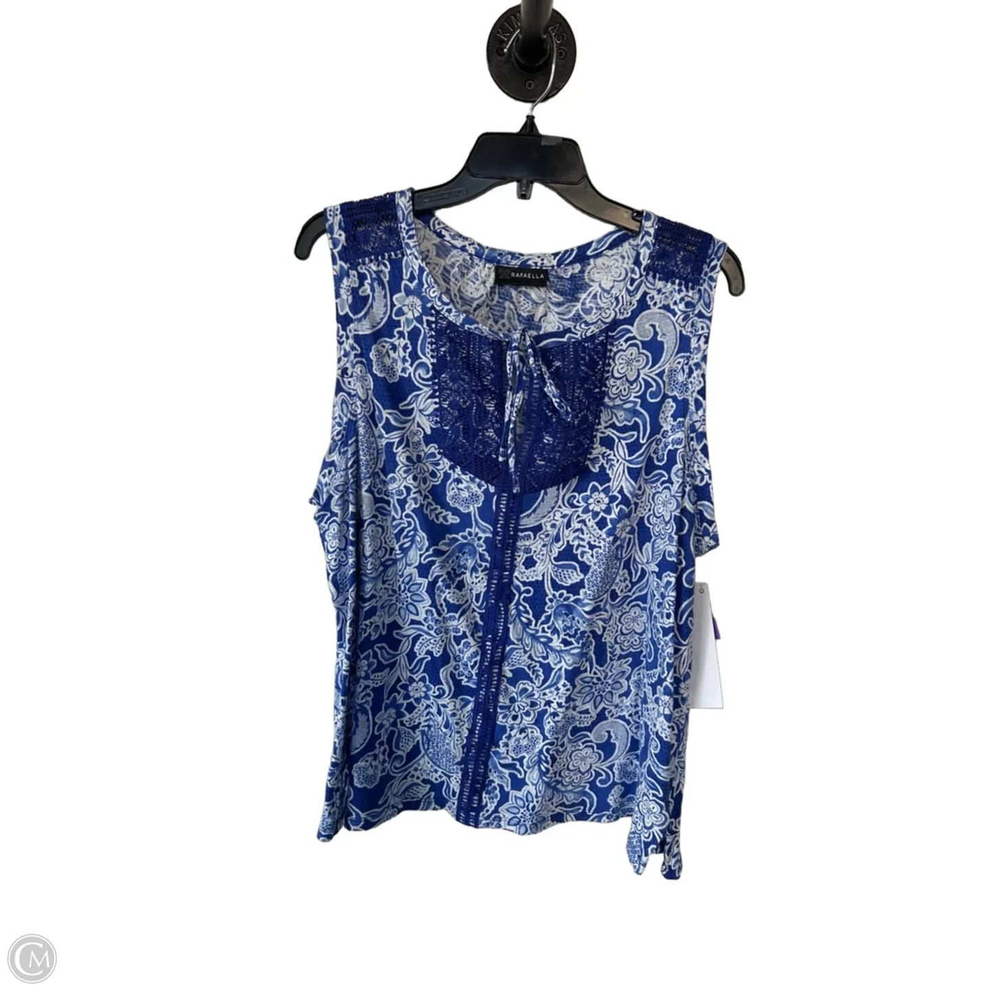Top Sleeveless By Rafaella In Blue & White, Size: Xxl