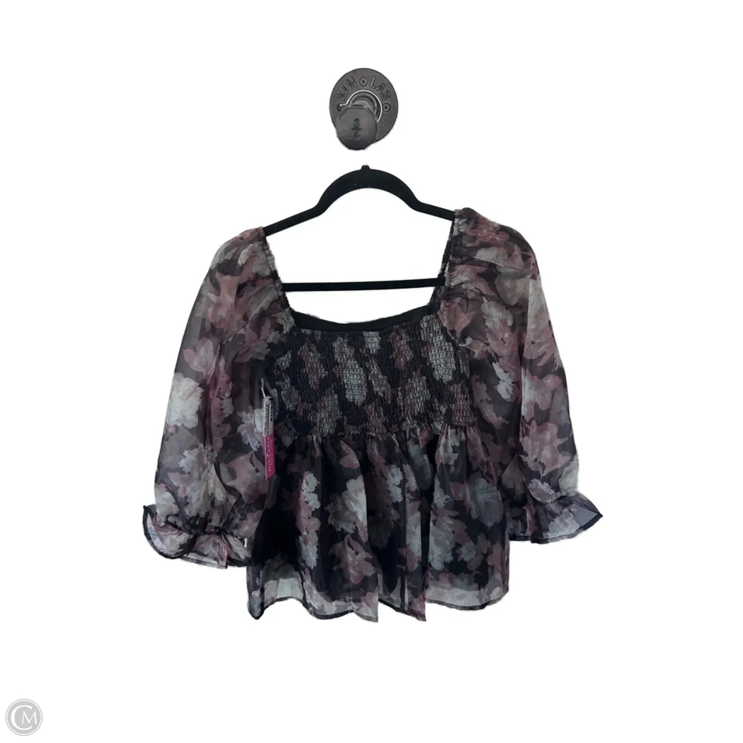 Top Short Sleeve By Entro In Grey & Pink, Size: S