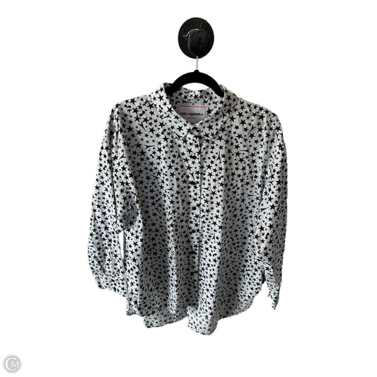 Top Long Sleeve Designer By Karl Lagerfeld In Black & White, Size: Xl
