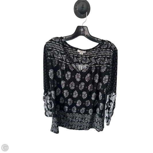 Top Long Sleeve By Style And Company In Black & White, Size: M