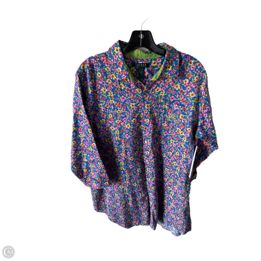 Tunic Long Sleeve By Lauren By Ralph Lauren In Blue & Pink, Size: L