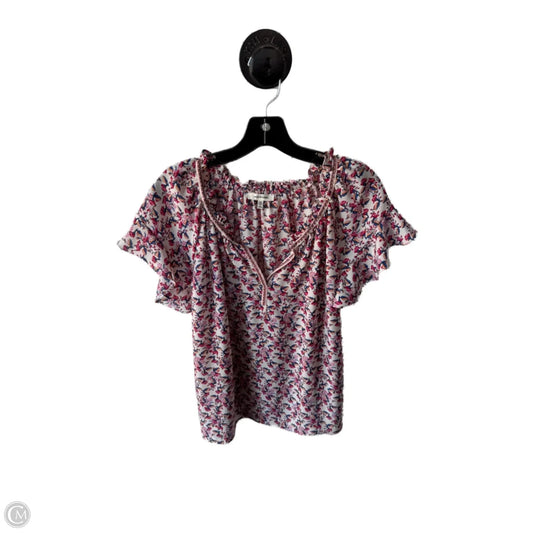 Top Short Sleeve By Max Studio In Cream & Red, Size: M