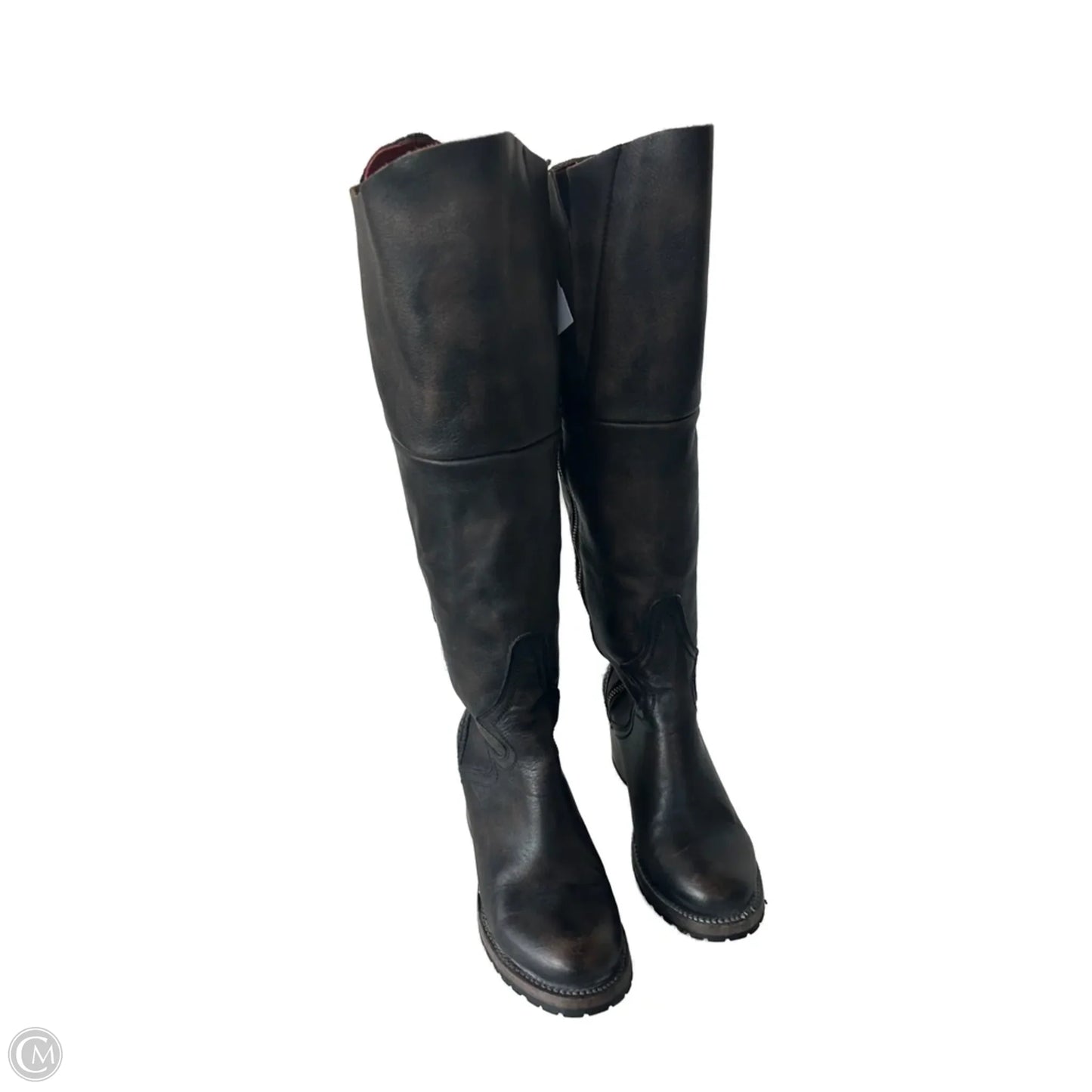 Boots Knee Heels By Freebird In Brown, Size: 7