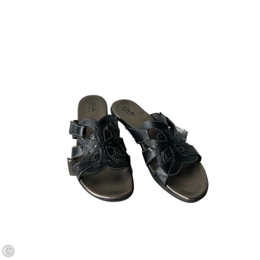 Sandals Heels Wedge By Clarks In Black, Size: 11