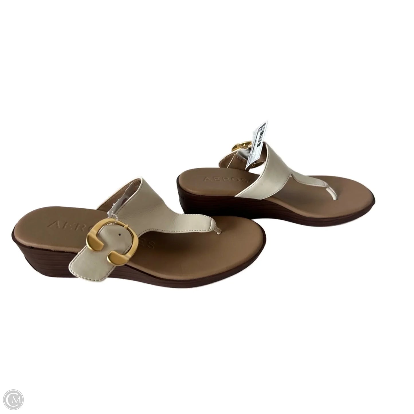 Sandals Heels Wedge By Aerosoles In Cream & Tan, Size: 7