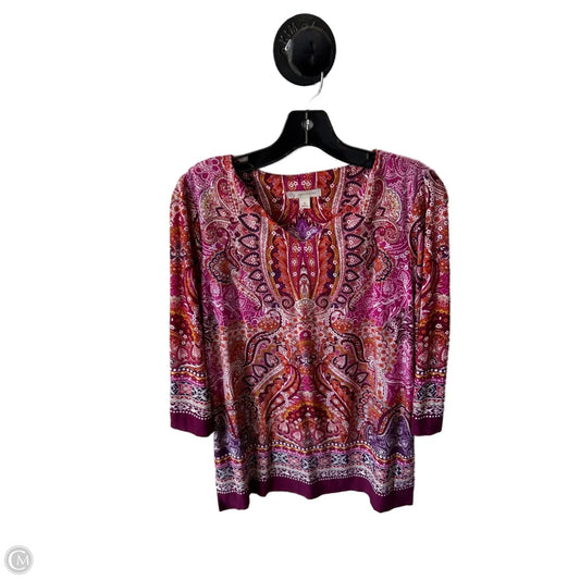 Tunic 3/4 Sleeve By Dressbarn In Orange & Pink, Size: S