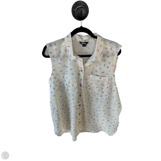 Top Sleeveless By Eddie Bauer In Cream & Pink, Size: Xl