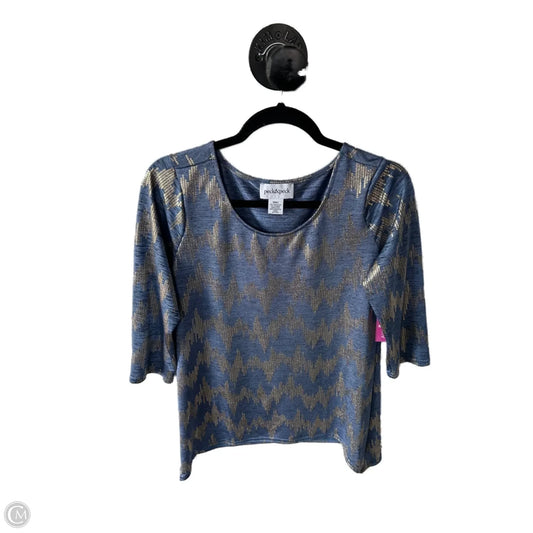 Top Short Sleeve By Peck And Peck In Blue & Gold, Size: S