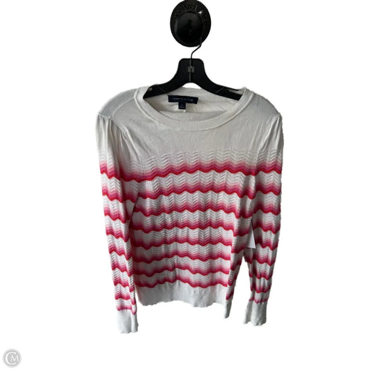Sweater By Tommy Hilfiger In Pink & White, Size: M