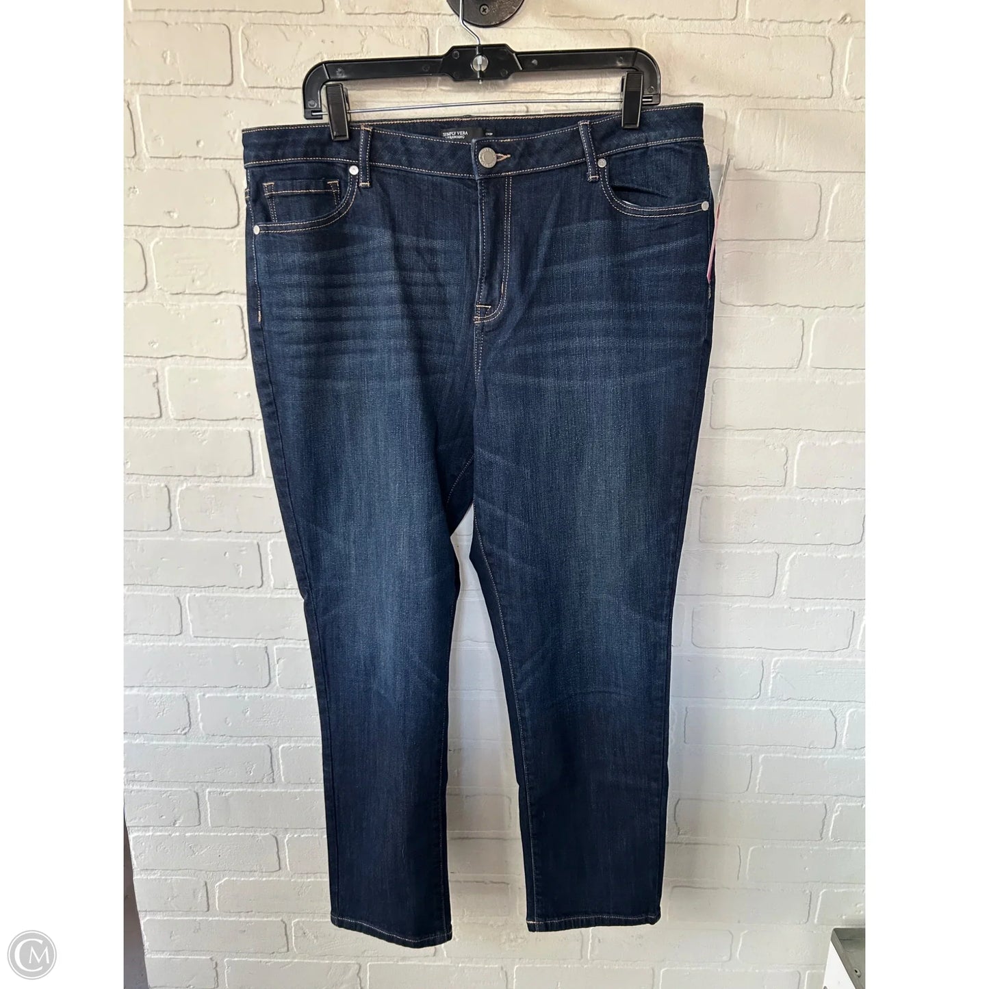 Jeans Cropped By Simply Vera In Blue Denim, Size: 16