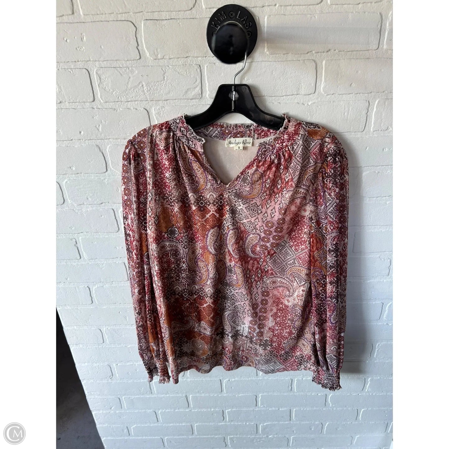 Top Long Sleeve By Indigo Rose In Brown & Orange, Size: S