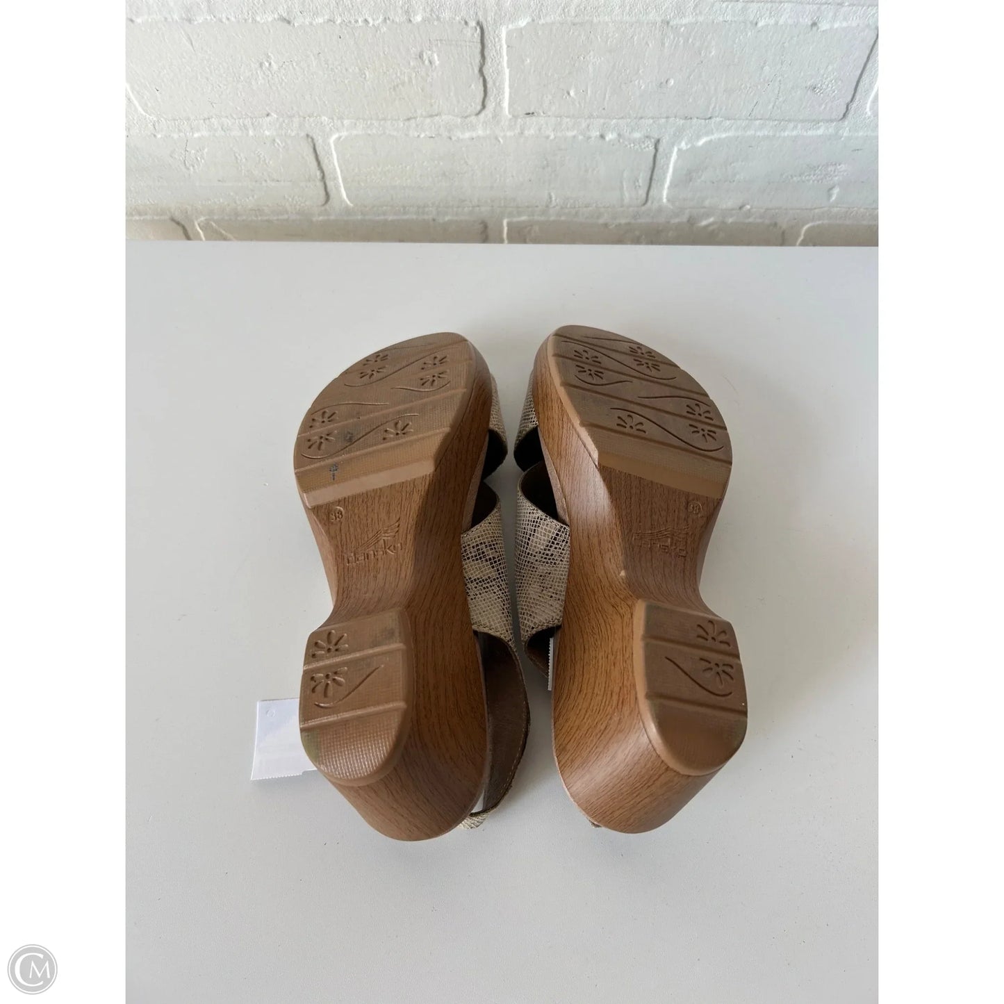 Sandals Heels Wedge By Dansko In Snakeskin Print, Size: 7.5