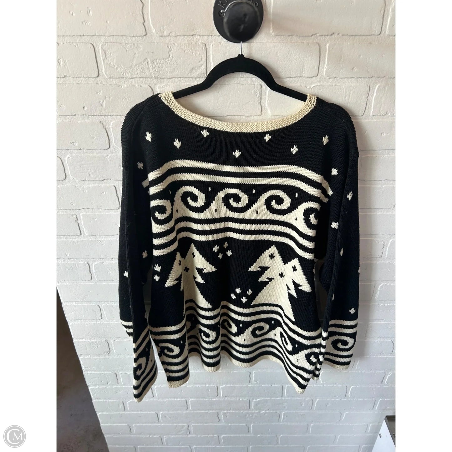Sweater By Anne Klein In Black & Cream, Size: L