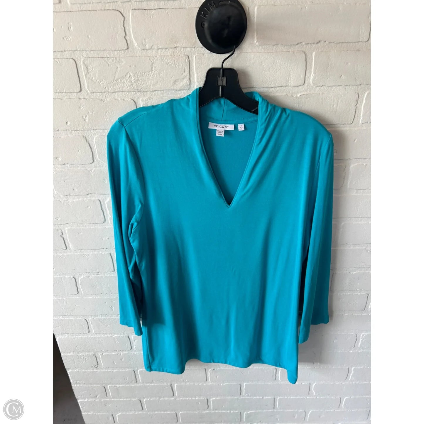 Top 3/4 Sleeve By Chicos In Blue, Size: M