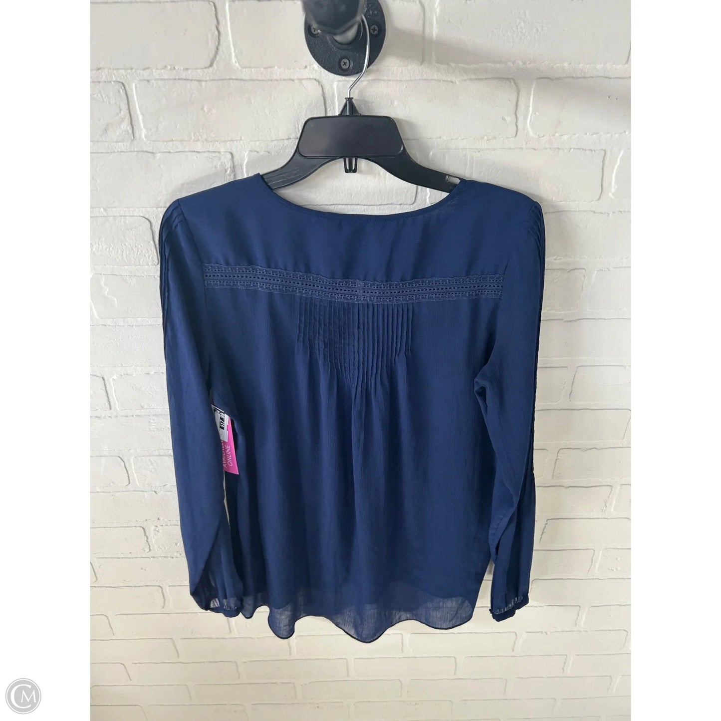 Blouse Long Sleeve By White House Black Market In Navy, Size: S
