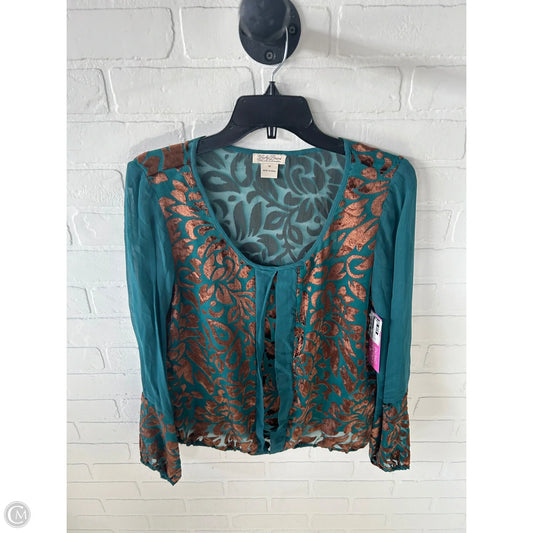 Blouse Long Sleeve By Lucky Brand In Green, Size: M