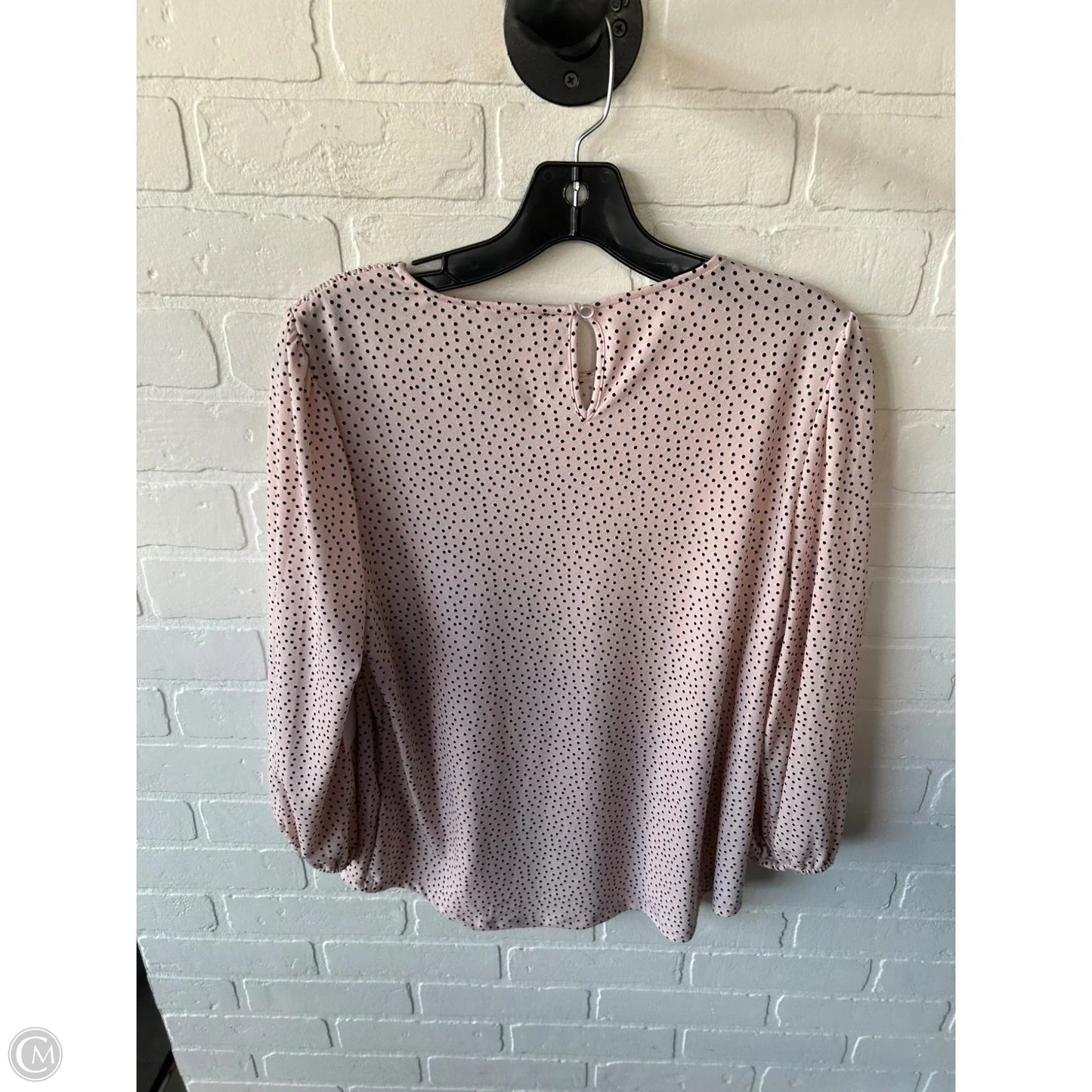 Blouse Long Sleeve By Adrianna Papell In Pink & White, Size: M