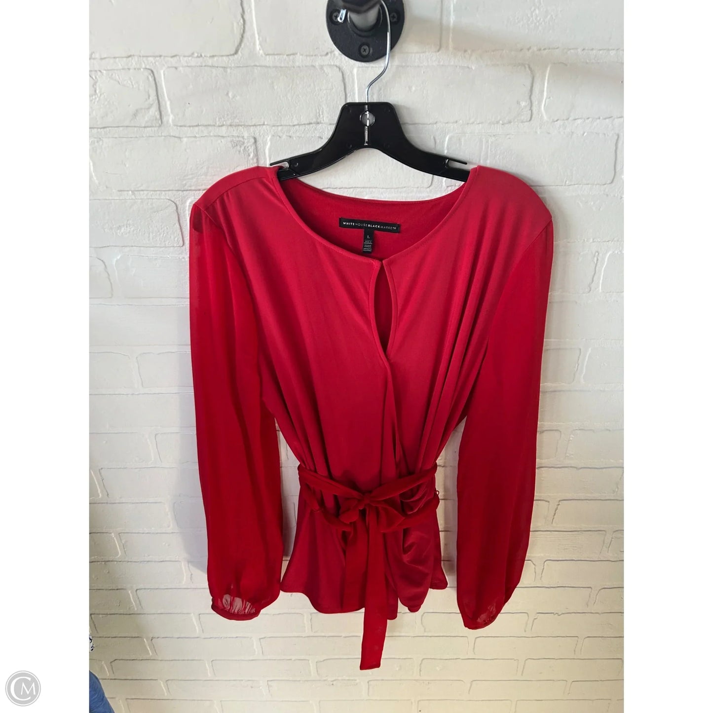 Blouse Long Sleeve By White House Black Market In Red, Size: L
