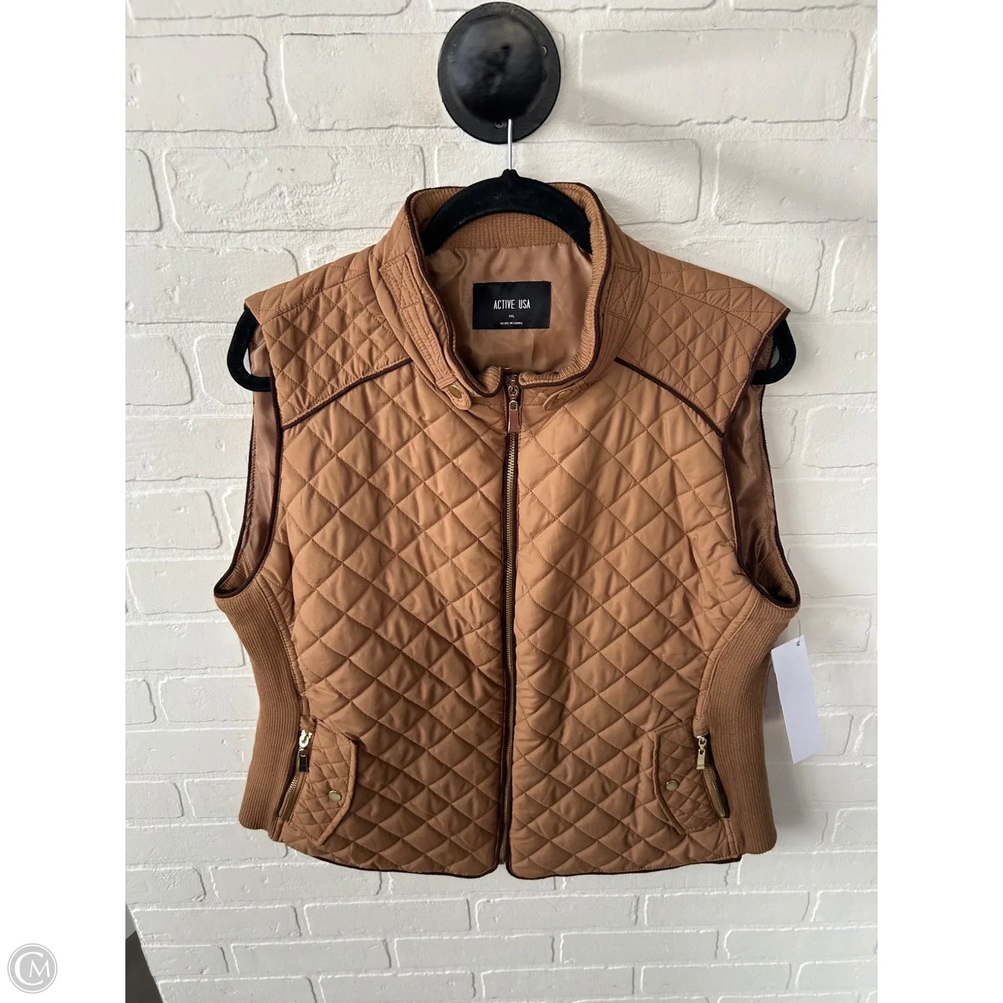 Vest Puffer & Quilted By Active Usa In Brown, Size: Xxl