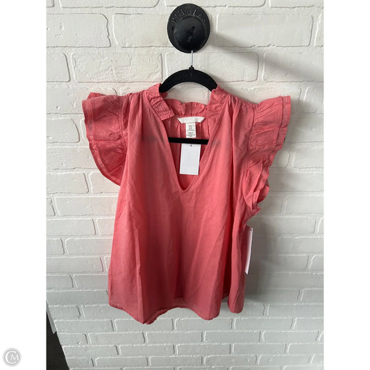 Top Short Sleeve By H&m In Orange, Size: M