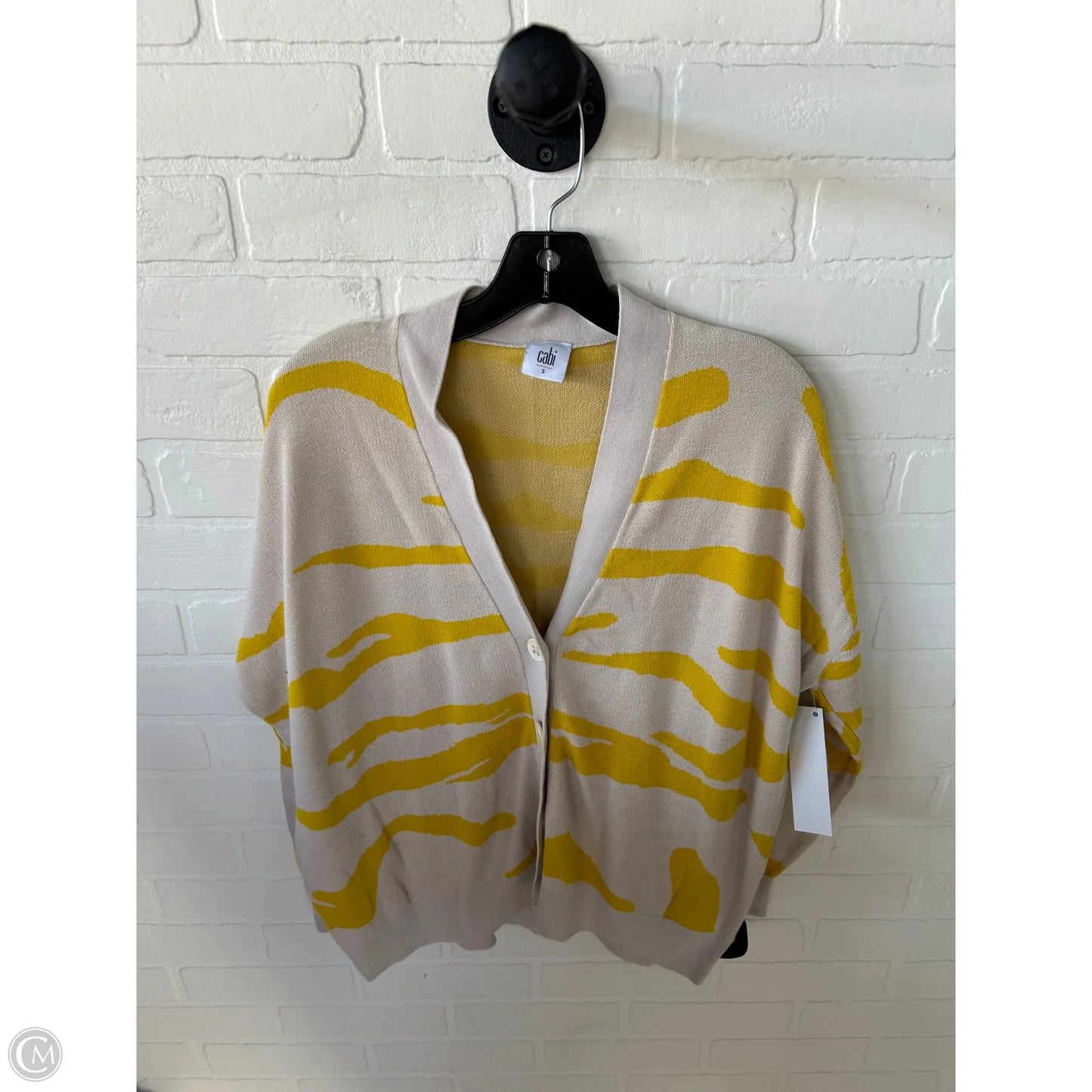 Sweater Cardigan By Cabi In Tan & Yellow, Size: S