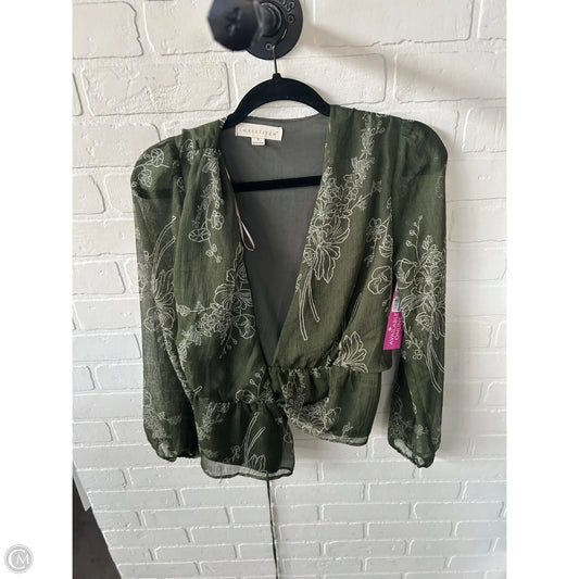 Top Long Sleeve By Lovestitch In Green & White, Size: S