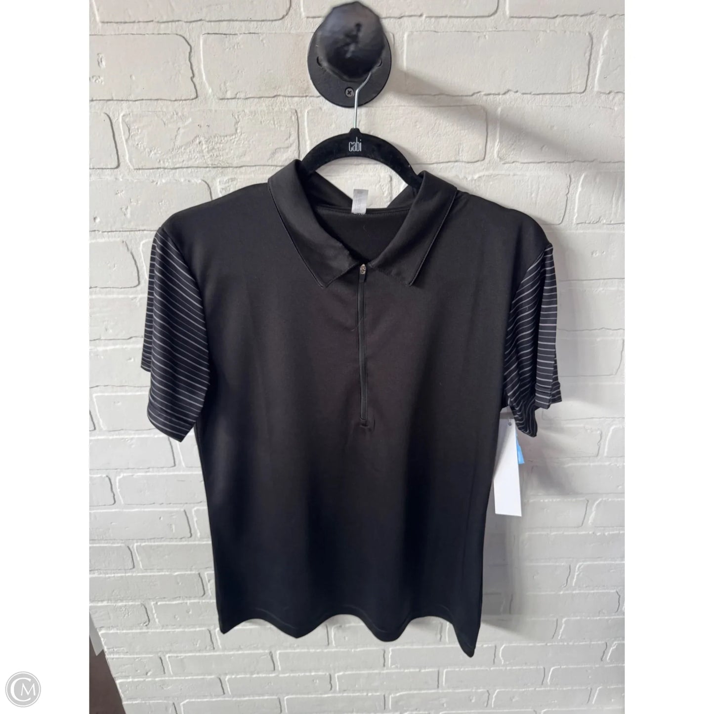 Athletic Top Short Sleeve By Clothes Mentor In Black & Grey, Size: M