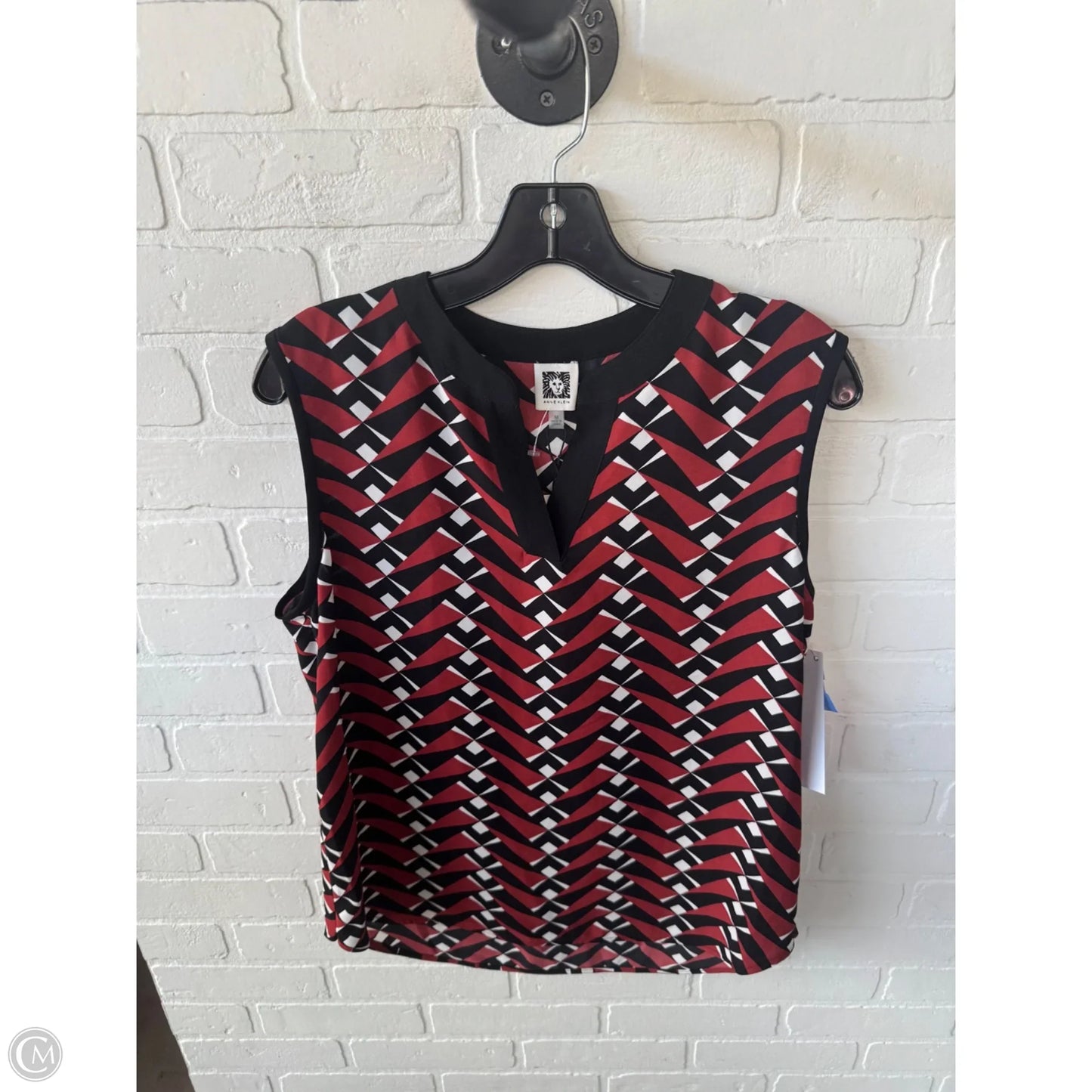 Blouse Sleeveless By Anne Klein In Black & Orange, Size: M