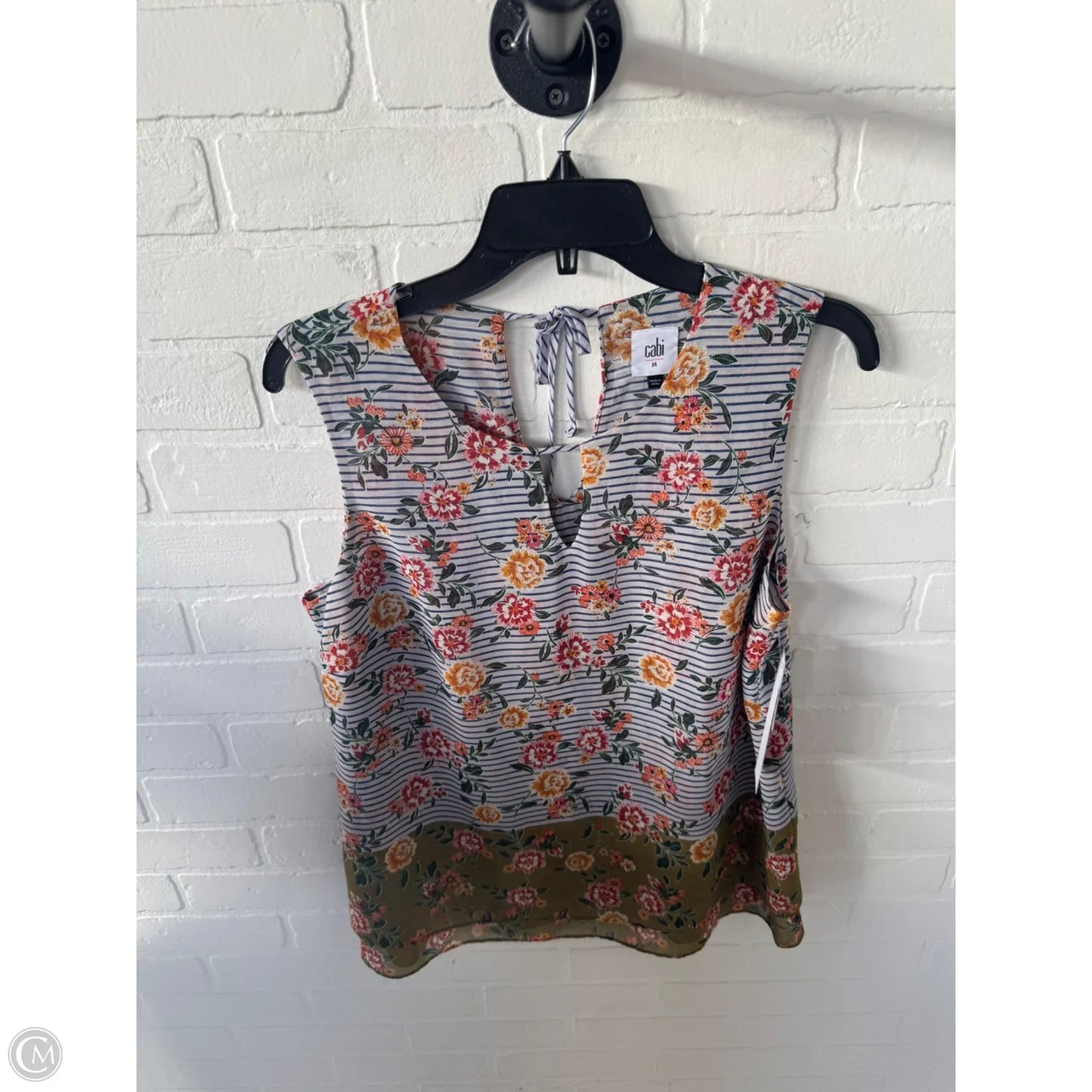 Blouse Sleeveless By Cabi In Blue & Grey, Size: M