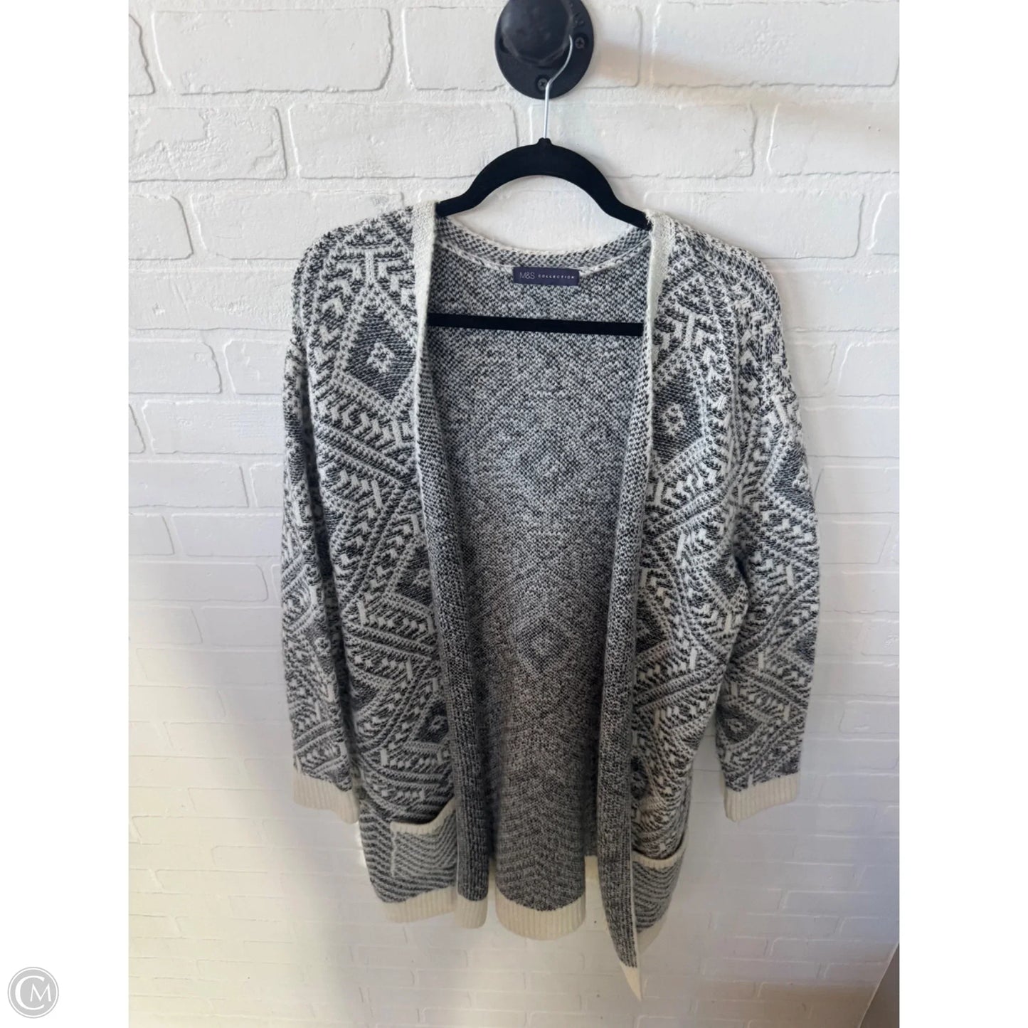 Sweater Cardigan By Cmc In Grey & White, Size: L