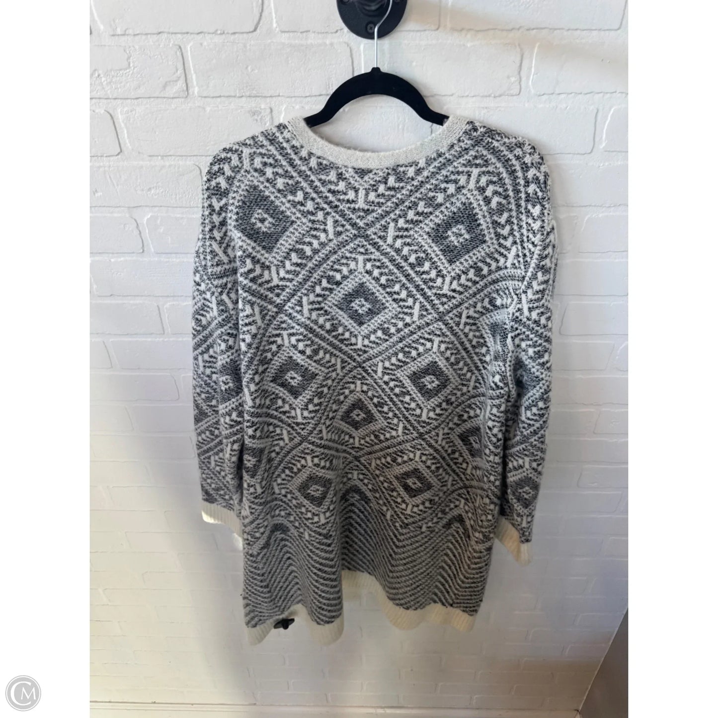 Sweater Cardigan By Cmc In Grey & White, Size: L