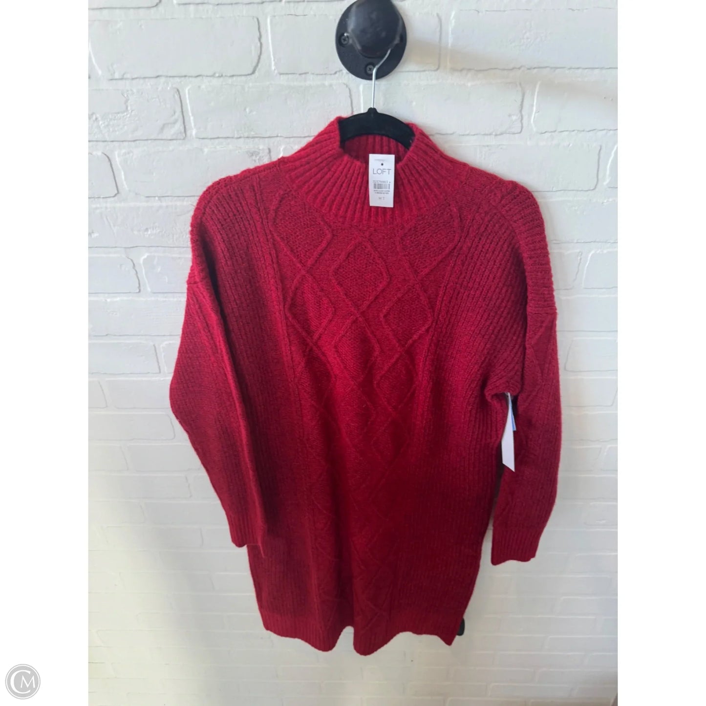 Dress Sweater By Loft In Red, Size: M